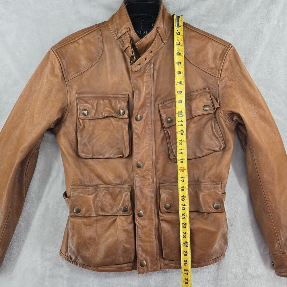 Polo Ralph Lauren‎ SOUTHBURY MENS BROWN CALF LEATHER MOTORCYCLE JACKET Medium - Picture 11 of 16